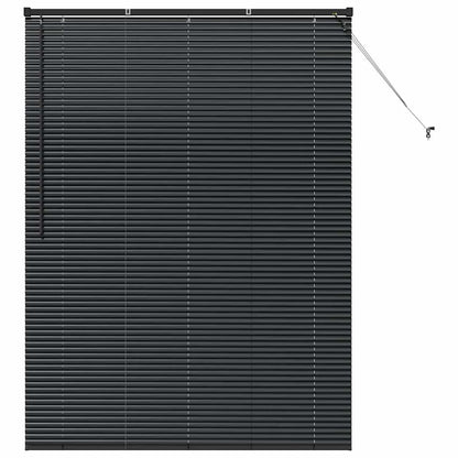 Fensterjalousie mit Vorhängen Schwarz Aluminium