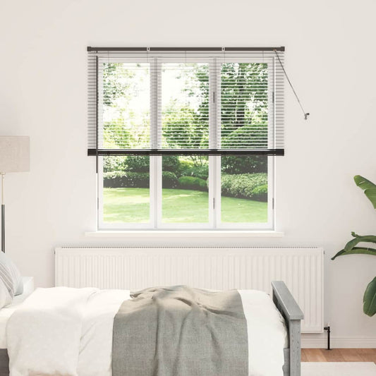 Fensterjalousie mit Vorhängen Schwarz Aluminium