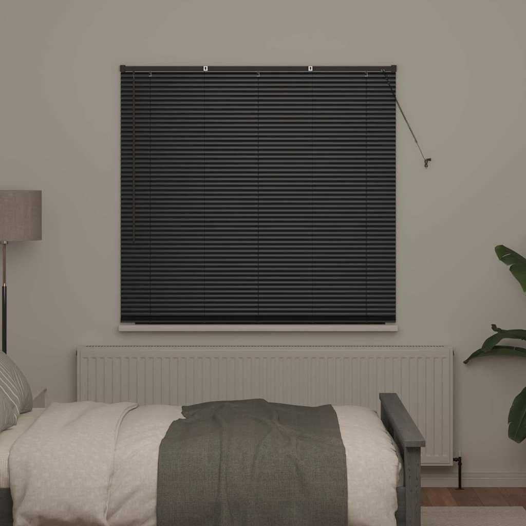 Fensterjalousie mit Vorhängen Schwarz Aluminium