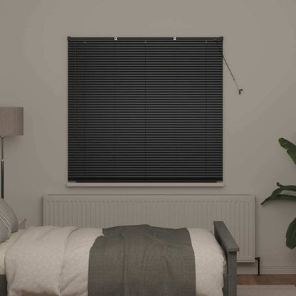 Fensterjalousie mit Vorhängen Schwarz Aluminium