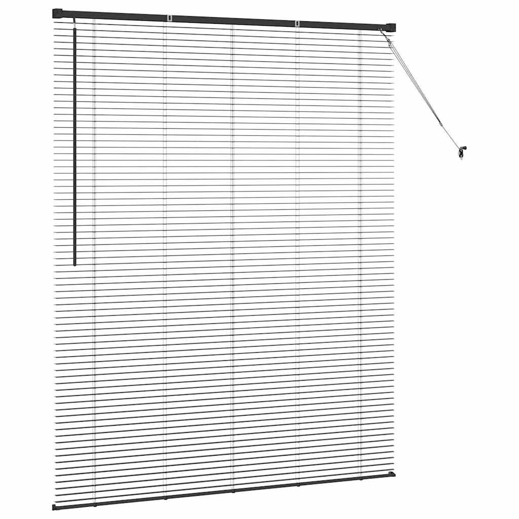 Fensterjalousie mit Vorhängen Schwarz Aluminium