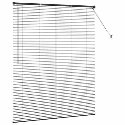 Fensterjalousie mit Vorhängen Schwarz Aluminium