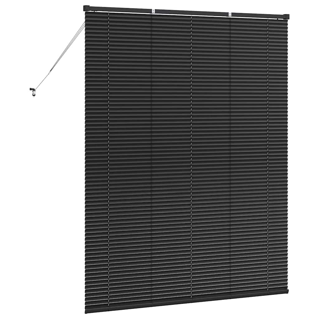 Fensterjalousie mit Vorhängen Schwarz Aluminium