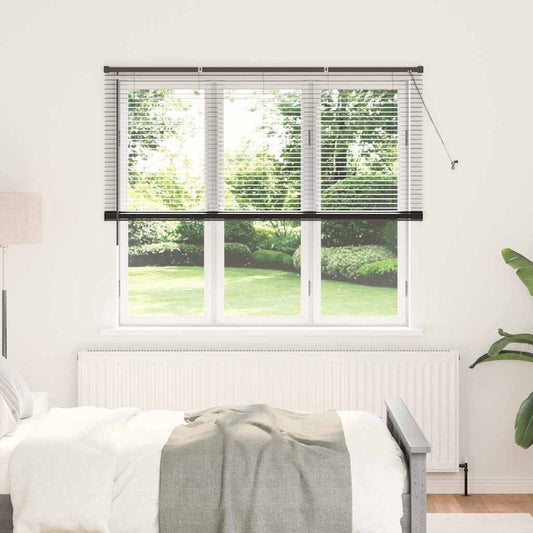 Fensterjalousie mit Vorhängen Schwarz Aluminium