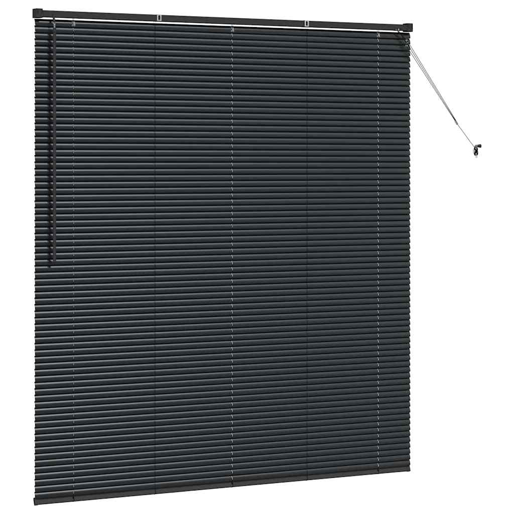 Fensterjalousie mit Vorhängen Schwarz Aluminium