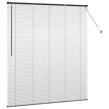 Fensterjalousie mit Vorhängen Schwarz Aluminium