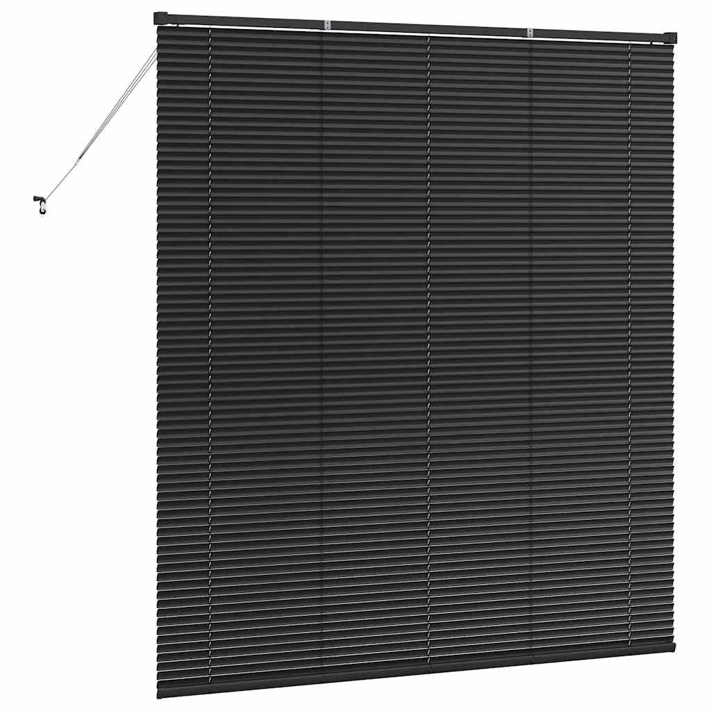 Fensterjalousie mit Vorhängen Schwarz Aluminium