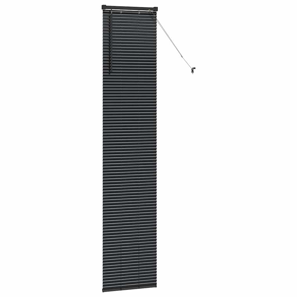 Fensterjalousie mit Vorhängen Schwarz Aluminium