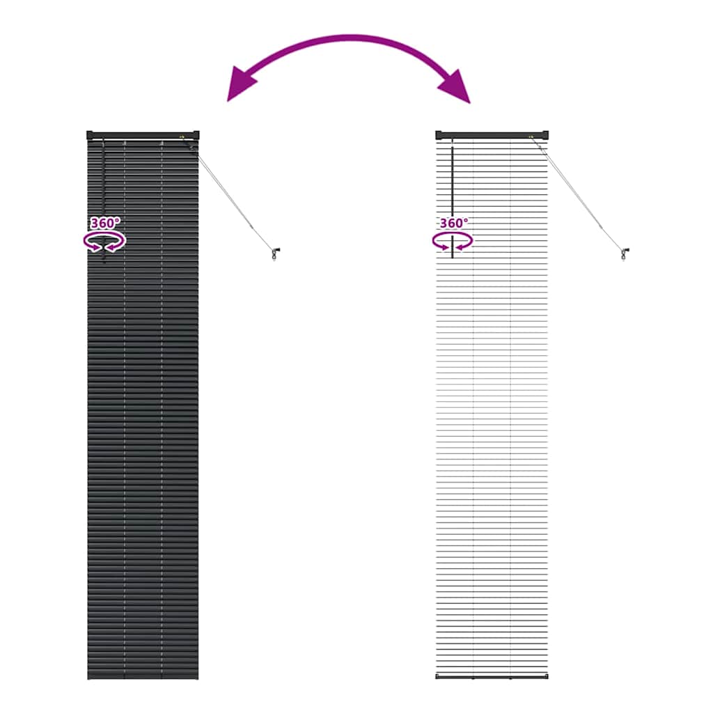 Fensterjalousie mit Vorhängen Schwarz Aluminium