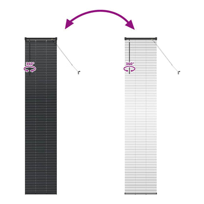 Fensterjalousie mit Vorhängen Schwarz Aluminium