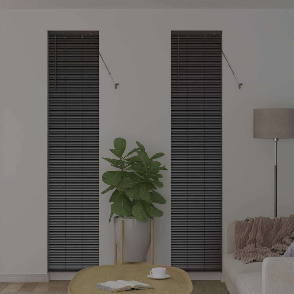 Fensterjalousie mit Vorhängen Schwarz Aluminium