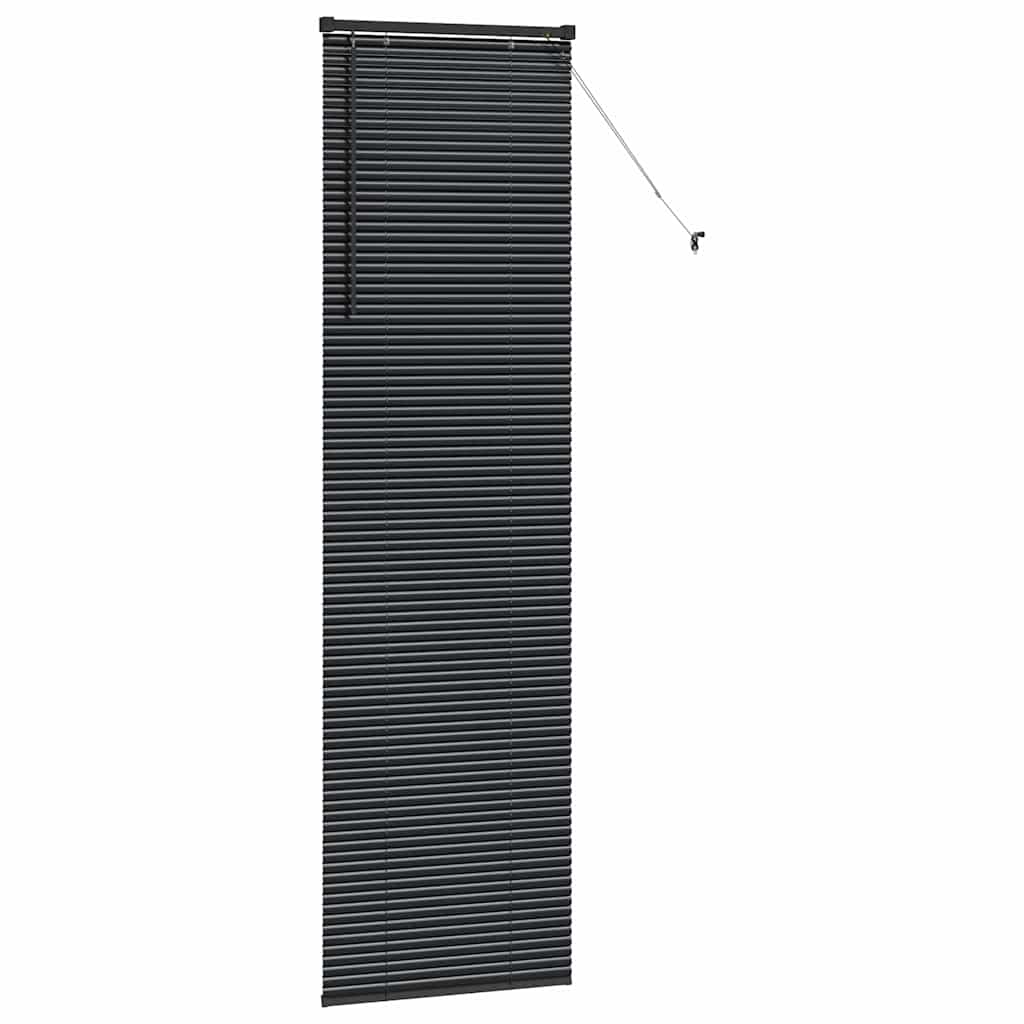 Fensterjalousie mit Vorhängen Schwarz Aluminium
