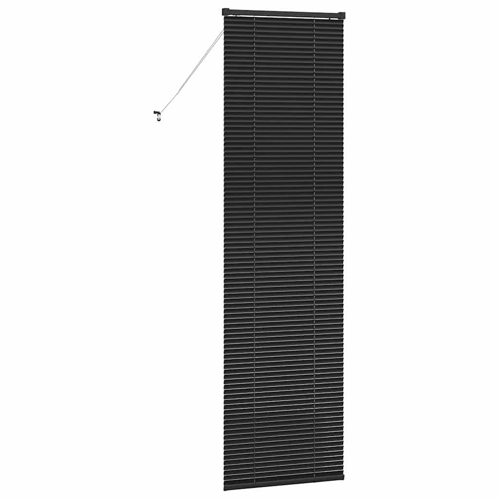 Fensterjalousie mit Vorhängen Schwarz Aluminium