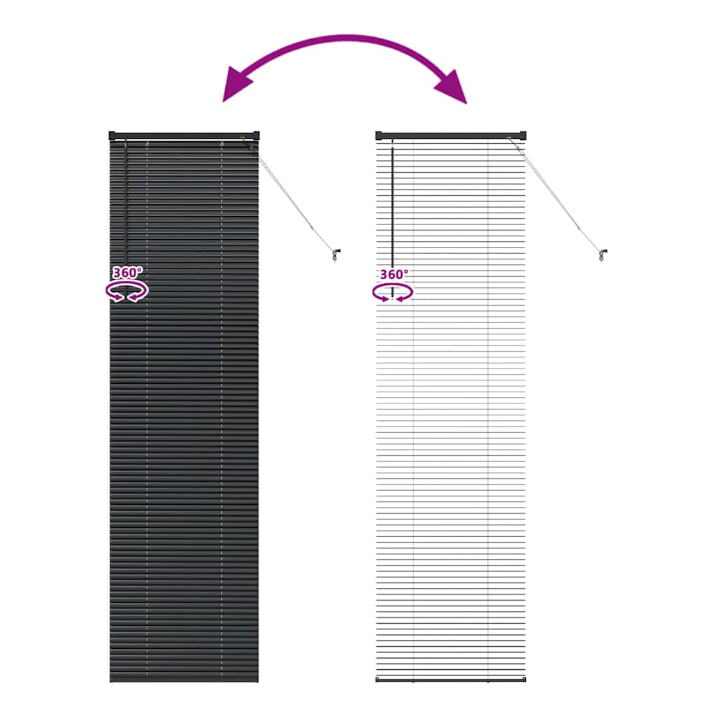 Fensterjalousie mit Vorhängen Schwarz Aluminium