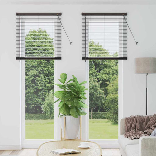Fensterjalousie mit Vorhängen Schwarz Aluminium