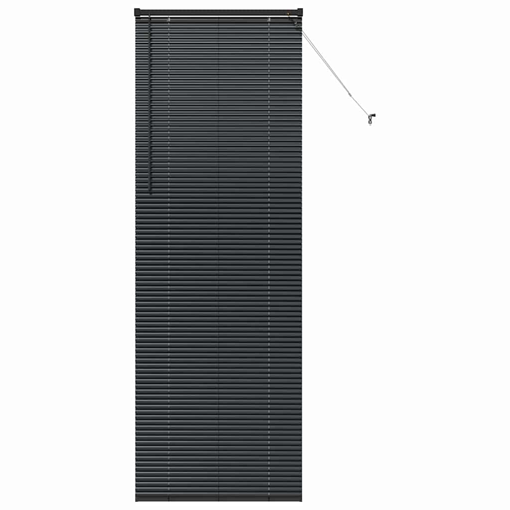 Fensterjalousie mit Vorhängen Schwarz Aluminium