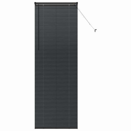 Fensterjalousie mit Vorhängen Schwarz Aluminium