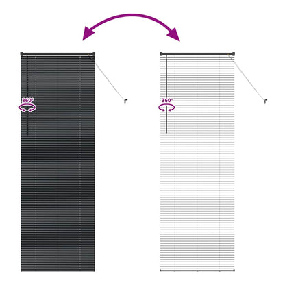 Fensterjalousie mit Vorhängen Schwarz Aluminium