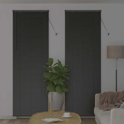 Fensterjalousie mit Vorhängen Schwarz Aluminium