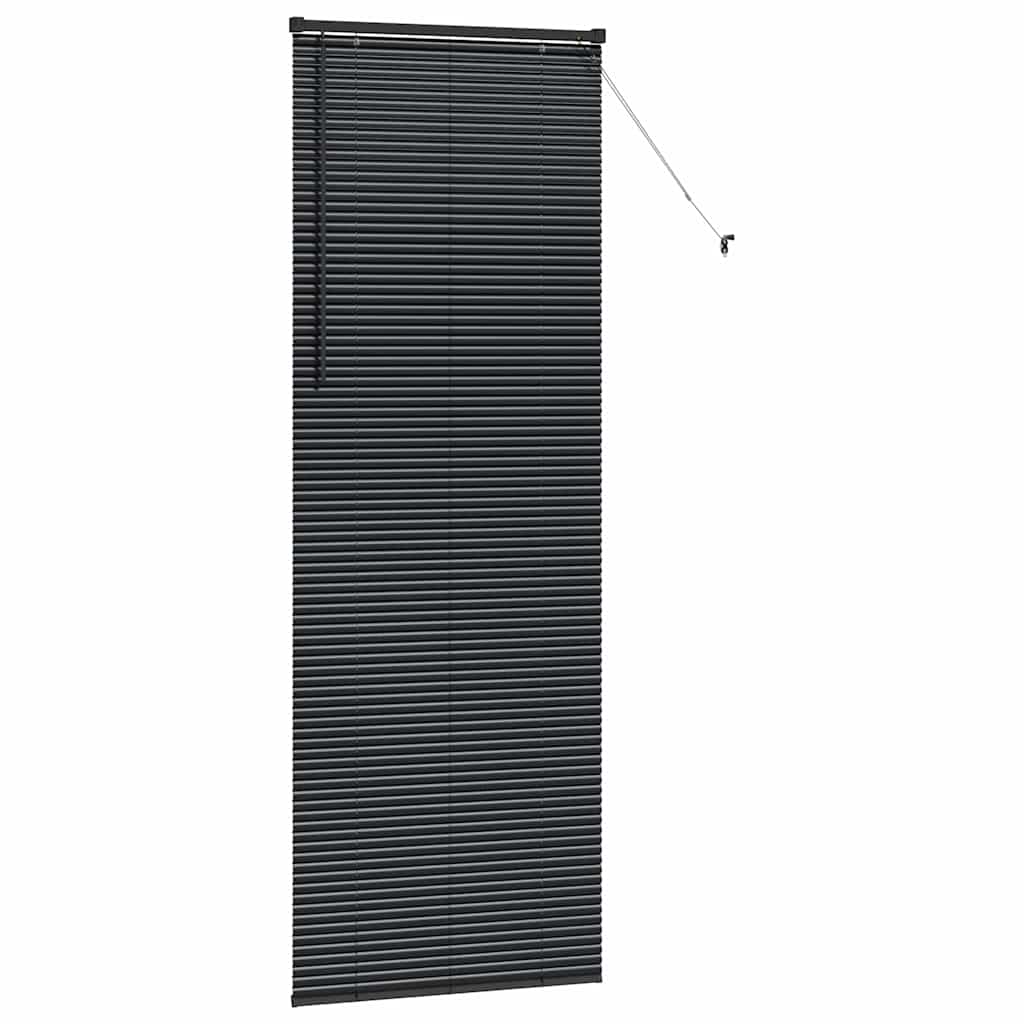 Fensterjalousie mit Vorhängen Schwarz Aluminium