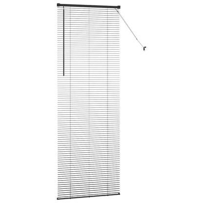 Fensterjalousie mit Vorhängen Schwarz Aluminium
