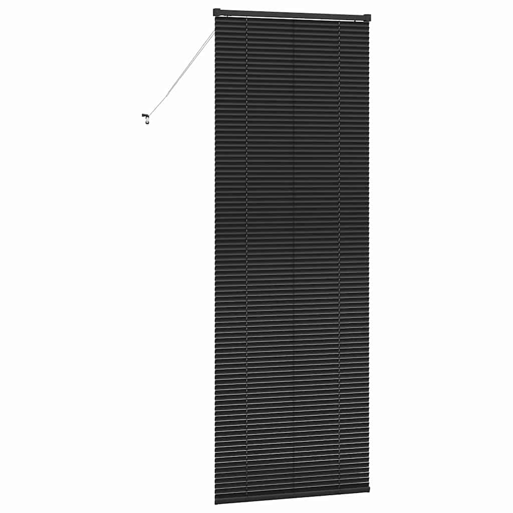 Fensterjalousie mit Vorhängen Schwarz Aluminium