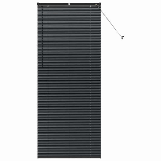 Fensterjalousie mit Vorhängen Schwarz Aluminium