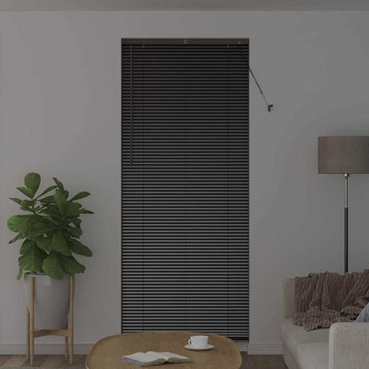 Fensterjalousie mit Vorhängen Schwarz Aluminium