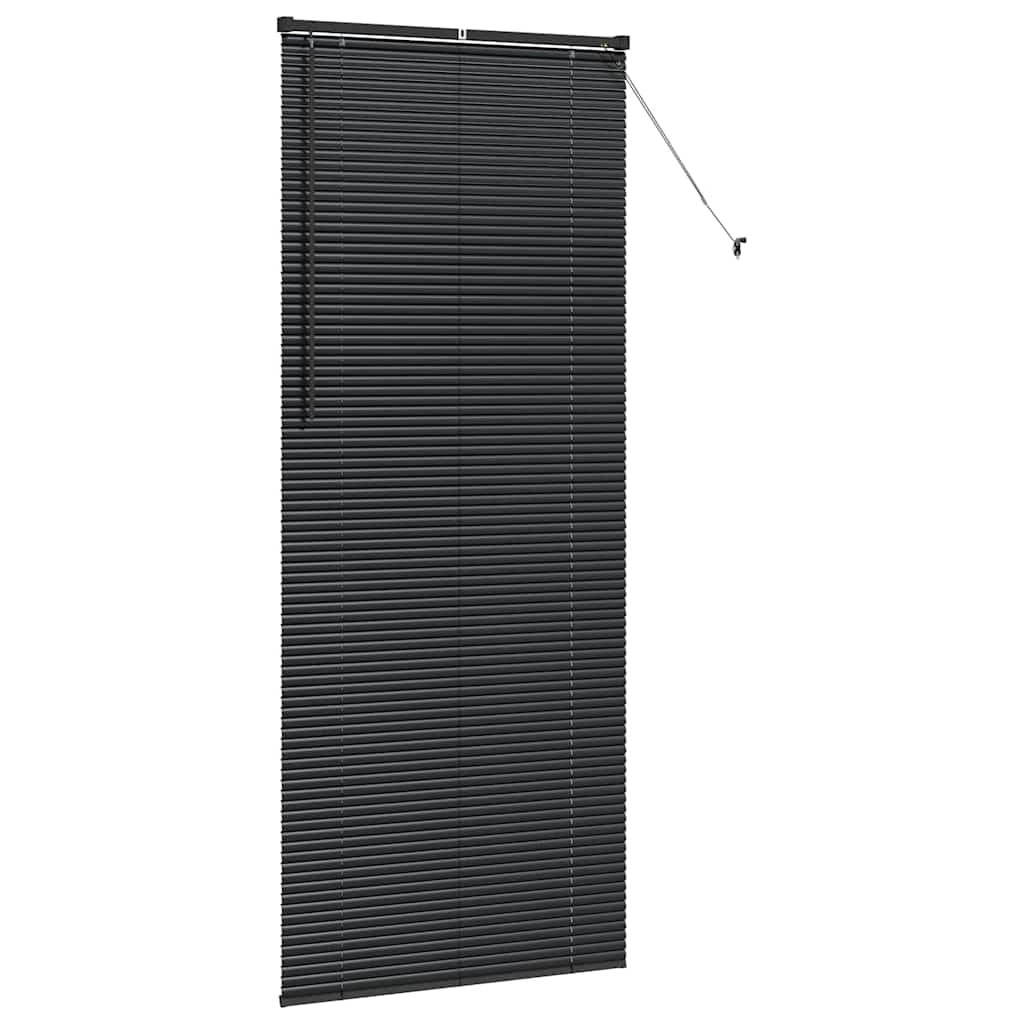 Fensterjalousie mit Vorhängen Schwarz Aluminium