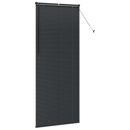 Fensterjalousie mit Vorhängen Schwarz Aluminium