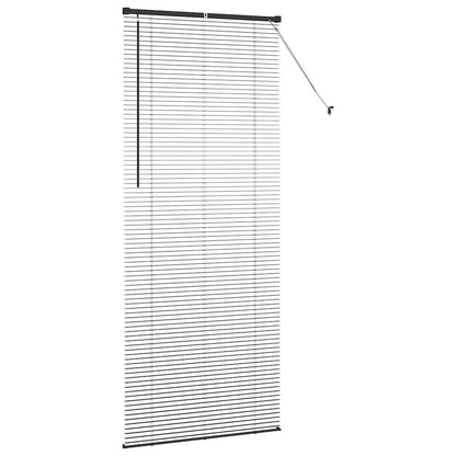 Fensterjalousie mit Vorhängen Schwarz Aluminium