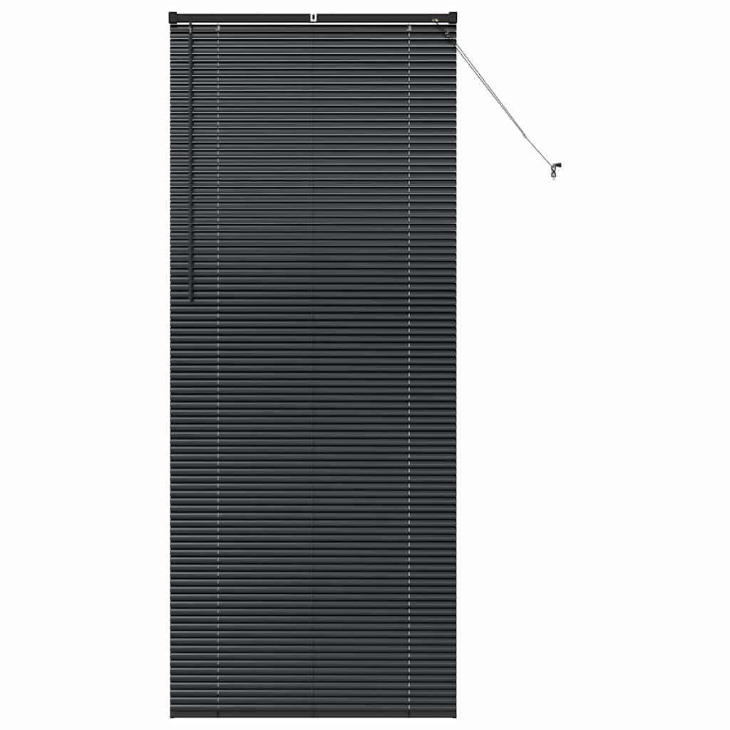 Fensterjalousie mit Vorhängen Schwarz Aluminium