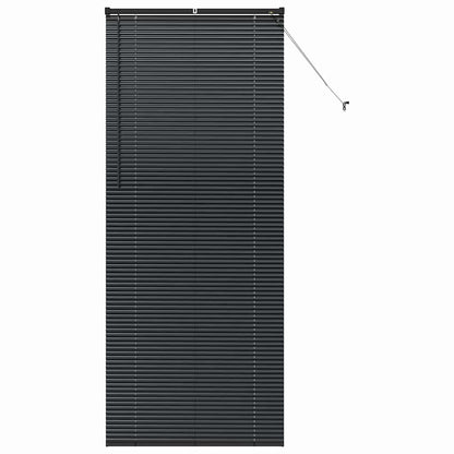 Fensterjalousie mit Vorhängen Schwarz Aluminium