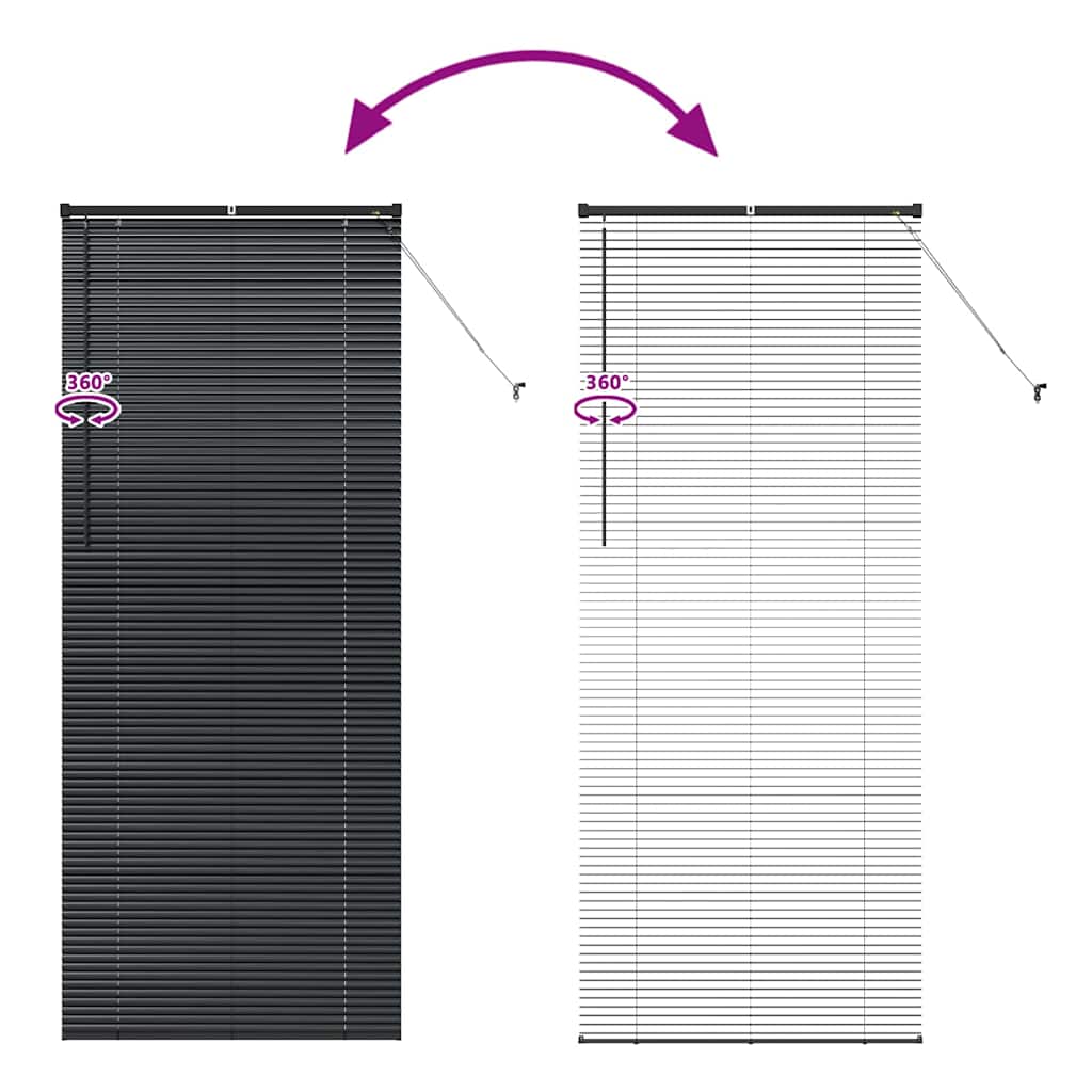 Fensterjalousie mit Vorhängen Schwarz Aluminium