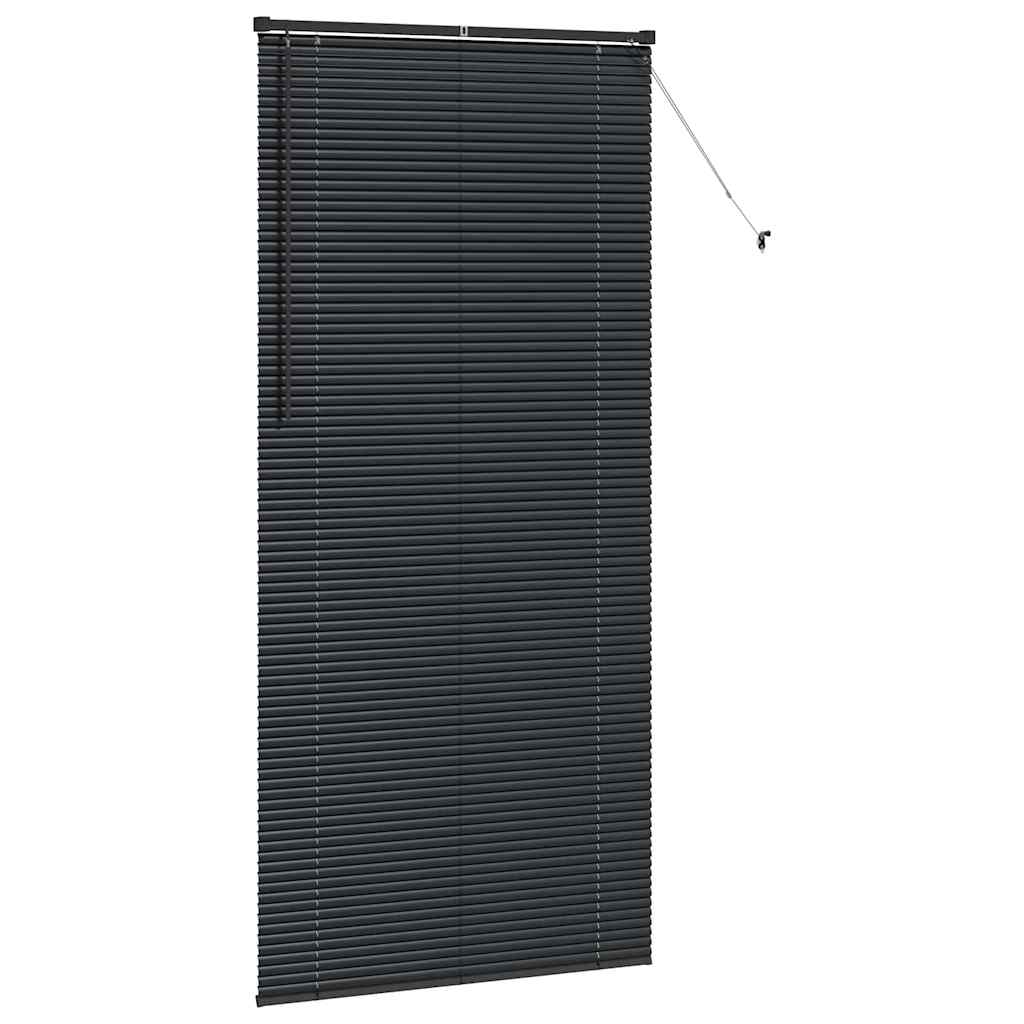 Fensterjalousie mit Vorhängen Schwarz Aluminium