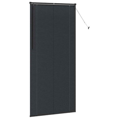 Fensterjalousie mit Vorhängen Schwarz Aluminium
