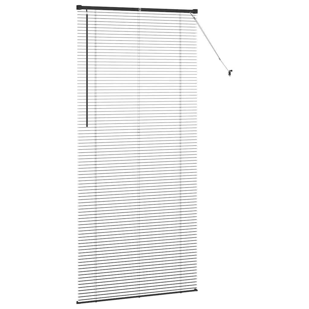 Fensterjalousie mit Vorhängen Schwarz Aluminium