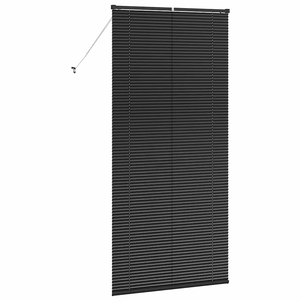 Fensterjalousie mit Vorhängen Schwarz Aluminium