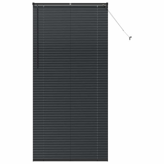 Fensterjalousie mit Vorhängen Schwarz Aluminium