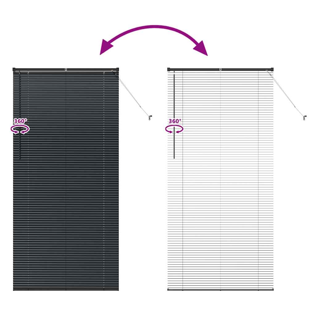 Fensterjalousie mit Vorhängen Schwarz Aluminium