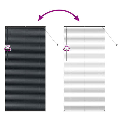 Fensterjalousie mit Vorhängen Schwarz Aluminium