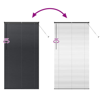 Fensterjalousie mit Vorhängen Schwarz Aluminium