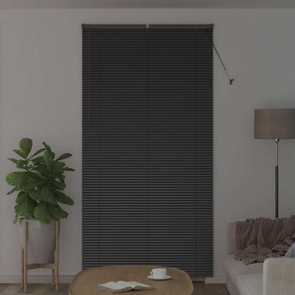 Fensterjalousie mit Vorhängen Schwarz Aluminium