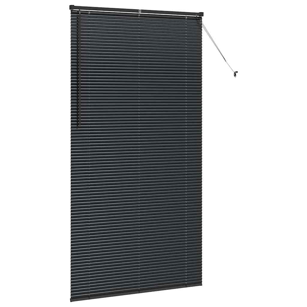 Fensterjalousie mit Vorhängen Schwarz Aluminium
