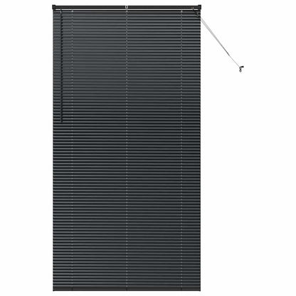 Fensterjalousie mit Vorhängen Schwarz Aluminium