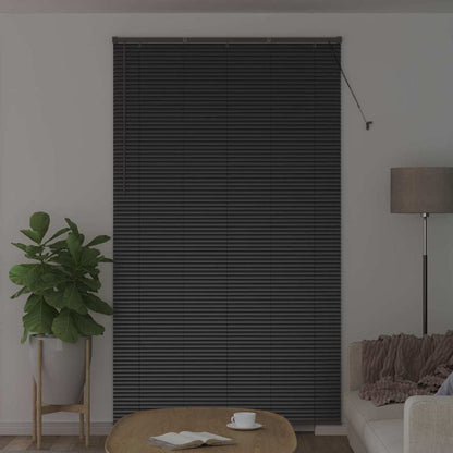 Fensterjalousie mit Vorhängen Schwarz Aluminium