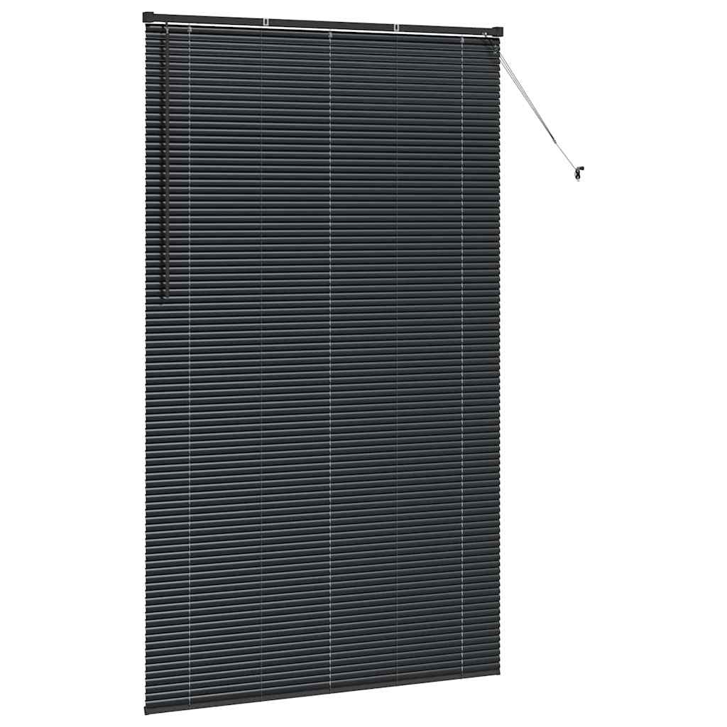 Fensterjalousie mit Vorhängen Schwarz Aluminium