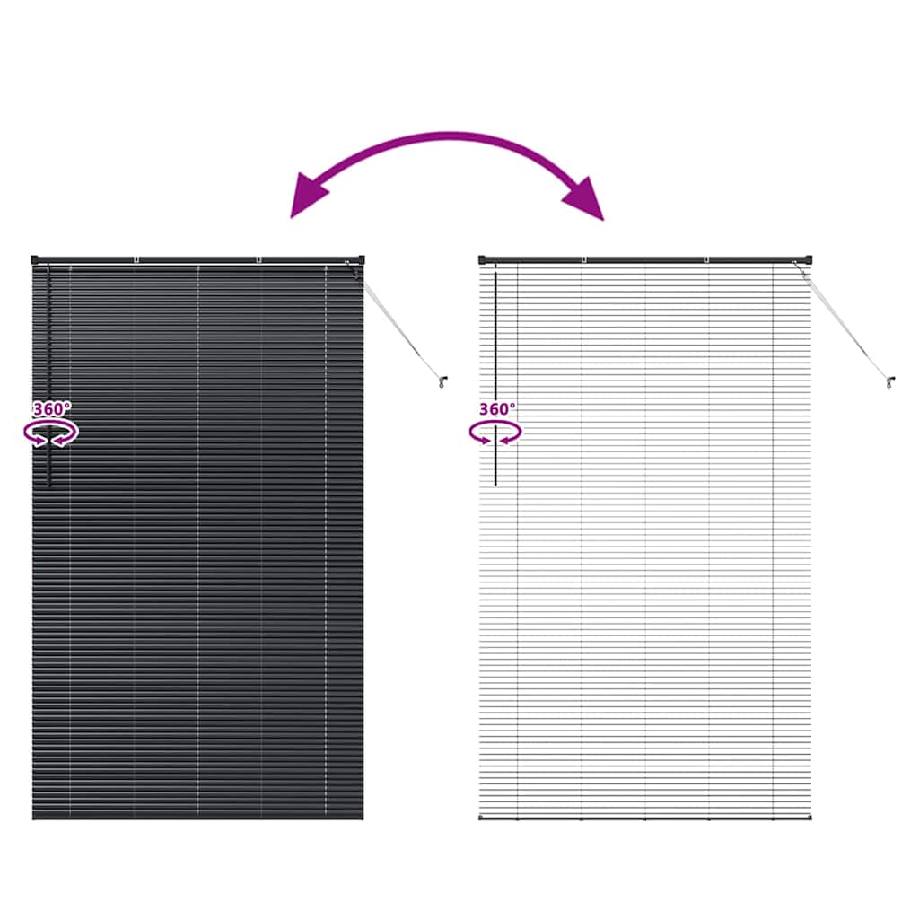 Fensterjalousie mit Vorhängen Schwarz Aluminium