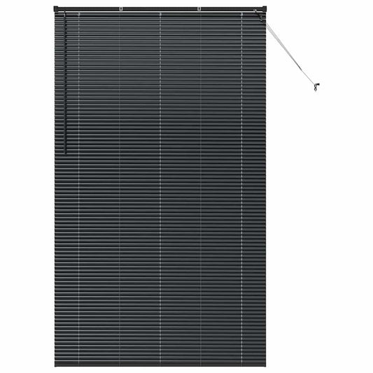 Fensterjalousie mit Vorhängen Schwarz Aluminium