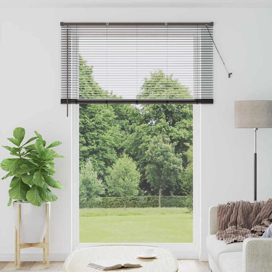 Fensterjalousie mit Vorhängen Schwarz Aluminium